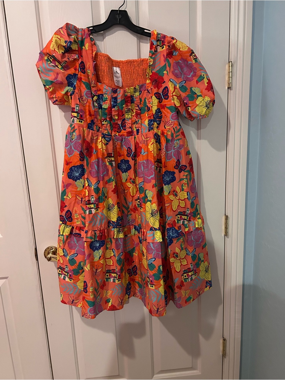Disney Bright Orange Encanto Tropical Floral Sundress